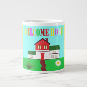 Willkommen Zuhause niedliche Hausbrüchig-Farben Jumbo-Tasse