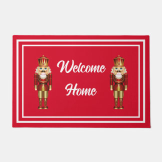 Willkommen Zuhause Nutcracker Red and White Front  Fußmatte