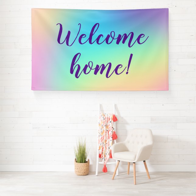 Willkommen Zuhause! Pastel Rainbow Banner (Insitu)
