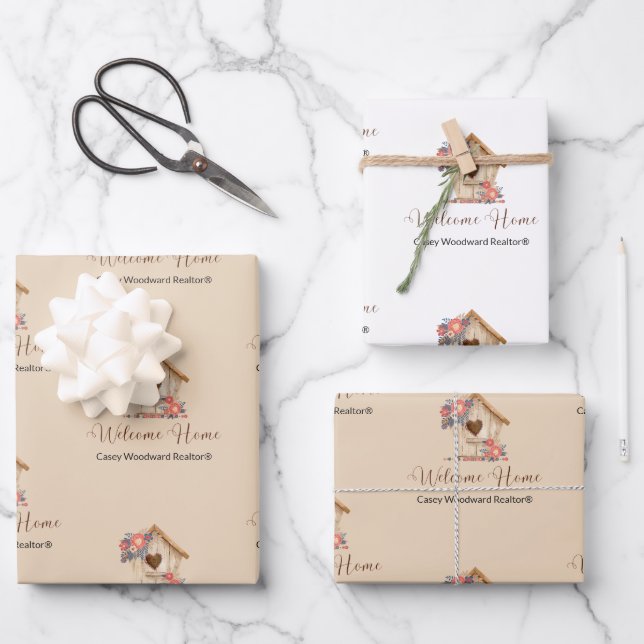 Willkommen Zuhause Realtor Herzlichen Glückwunsch Geschenkpapier Set (Vorderseite)