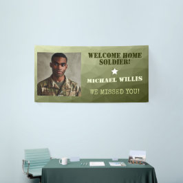Willkommen Zuhause Soldier Individuelle Name Foto Banner