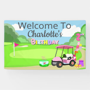 Willkommen zum 2. Geburtstag Polka Dot Pink Girly  Banner