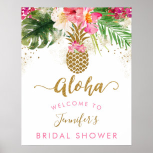 Willkommen zum Aloha-Ananas-Blumen-Brautjungferabs Poster