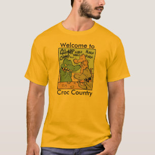 Willkommen zum Croc Land-Krokodil-Cartoon T-Shirt