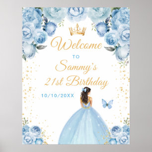 Willkommen zum Geburtstag der Prinzessin mit hellb Poster