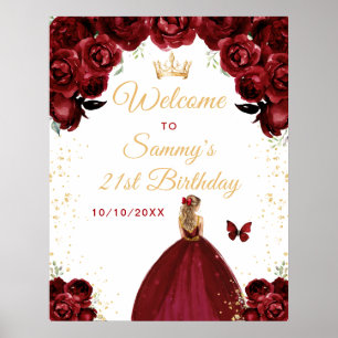 Willkommen zum Geburtstag der rothaarigen Prinzess Poster