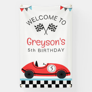 Willkommen zum Geburtstag im Vintage-Rennwagen in Banner