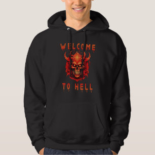 Willkommen zum Hölle Halloween Teufel Satan Occult Hoodie