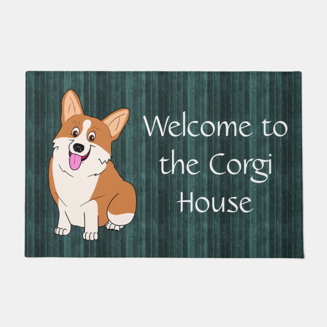 Willkommen zum molligen Corgi-Haus Fußmatte (Vorderseite)