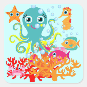 Willkommen zum Ozean Quadratischer Aufkleber