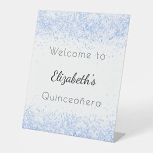 Willkommen zum Quinceanera-Fest in babyblau mit we Sockelschild