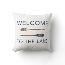 Willkommen zum See gemalten Paddel-Wurfs-Kissen