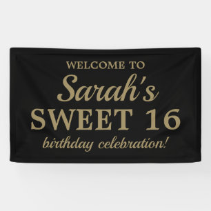 Willkommen zum süßen 16. Geburtstag - Black Gold G Banner