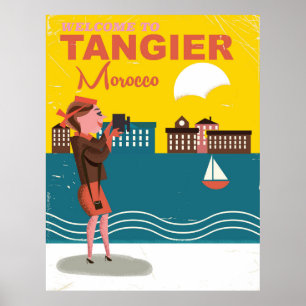 Willkommen zum Vintagen Reiseplakat Tangers Poster