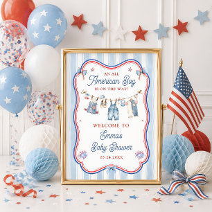 Willkommen zur All-American-Boy-Baby-Party Poster