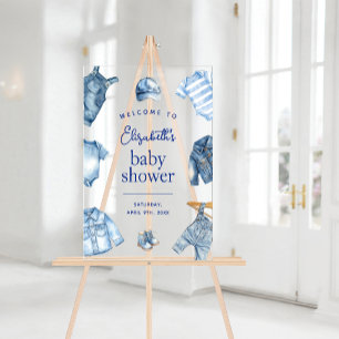 Willkommen zur Baby-Party mit dem Thema Jeans - Bl Acrylschild