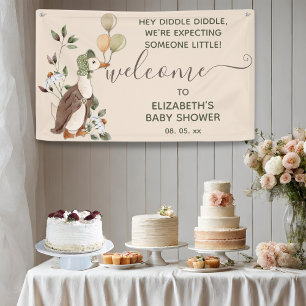 Willkommen zur Baby-Party mit Mother Goose Kinderr Banner