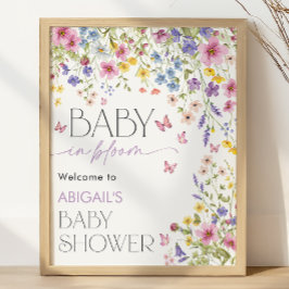 Willkommen zur Baby Shower 'Baby in Blüte' Schmett Poster