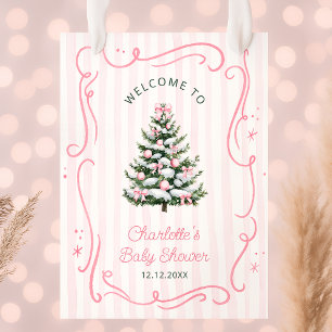 Willkommen zur Baby Shower für das rosa Wintermädc Poster
