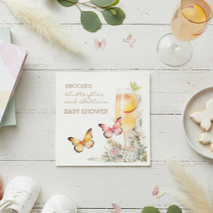 Willkommen zur Babyparty für das Bellini-Schmetter Serviette