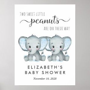 Willkommen zur Babyparty für Zwillinge Jungen Poster