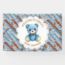 Willkommen zur Babyparty | Gehäkelter Teddybär
