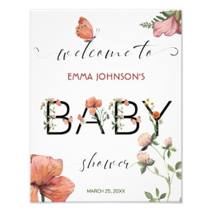 Willkommen zur Babyparty mit rosa Wasserfarben-Moh Fotodruck