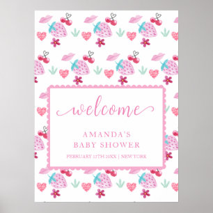 Willkommen zur Babyparty Pink Berry Sweet Sweethea Poster