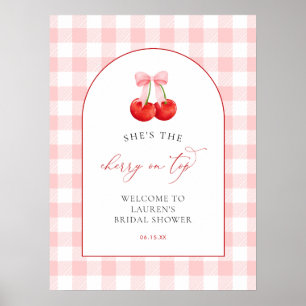 Willkommen zur Babyparty Pink Coquette Cherry on T Poster