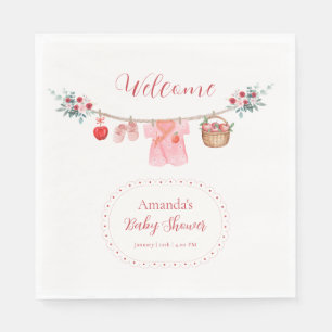 Willkommen zur Babyparty Pinkes Mädchen Apfel Wäsc Serviette