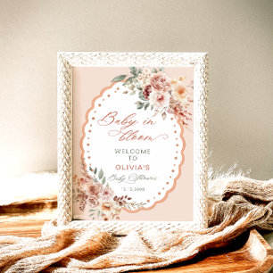 Willkommen zur Boho-Baby-Party 'Baby in Bloom' Poster