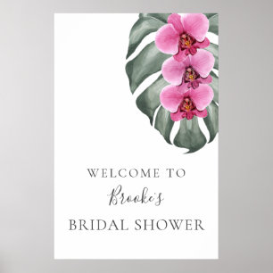 Willkommen zur Bridal Shower mit heißen rosa Orchi Poster