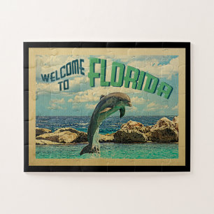 Willkommen zur Florida-Delphin-Vintagen Reise Puzzle