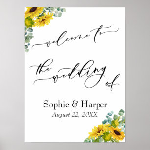 Willkommen zur Hochzeit von Eukalyptus & Sonnenblu Poster
