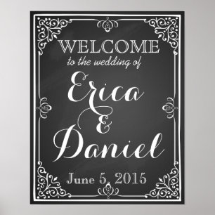 Willkommen zur Hochzeit von Print-Schild Kreidetaf Poster
