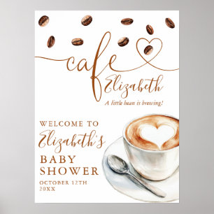 Willkommen zur Kaffeebaby-Party im Bean Brewing Ca Poster