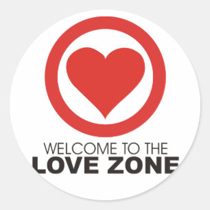 Willkommen zur Liebe-Zone Runder Aufkleber