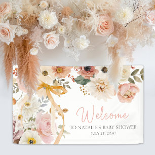 Willkommen zur sanften Herbstrings-Blumen-Baby-Par Banner