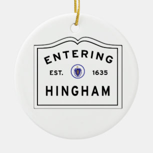 Willkommen zur Stadt von Hingham MA Keramikornament