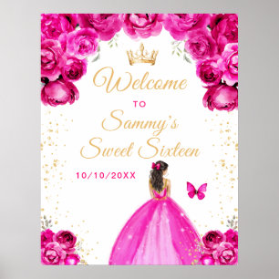 Willkommen zur süßen sechzehnten Prinzessin mit ro Poster