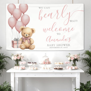 Willkommen zur Teddybär Rosa Babyparty Banner