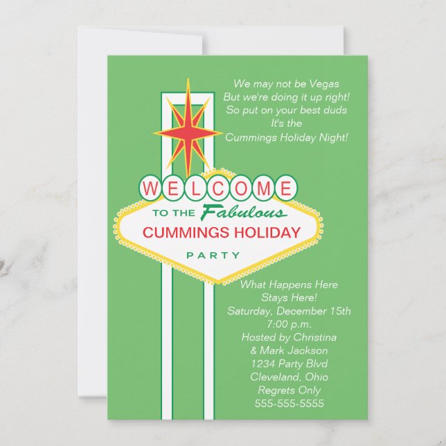Willkommen zur Vegas-Feiertags-Party Einladung (Vorderseite)