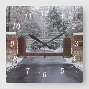 Willkommen zur Wintermauer-Uhr Quadratische Wanduhr