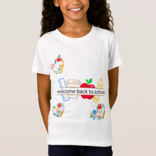 Willkommen zurück bei Schulbedarf und Apfel-Illust T-Shirt