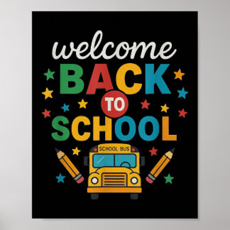 Willkommen zurück im Schulbus am 1. Schultag unter Poster