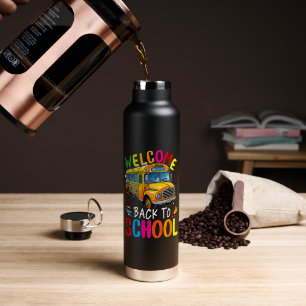 Willkommen zurück im Schulbus am ersten Schultag Trinkflasche