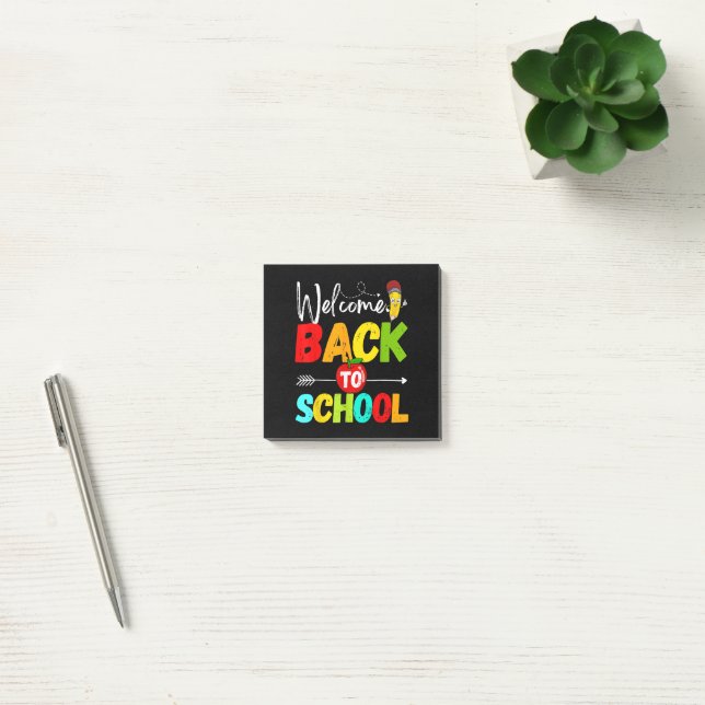 Willkommen zurück in der Schule 2026 Lehrer Schüle Post-it Klebezettel (Büro)