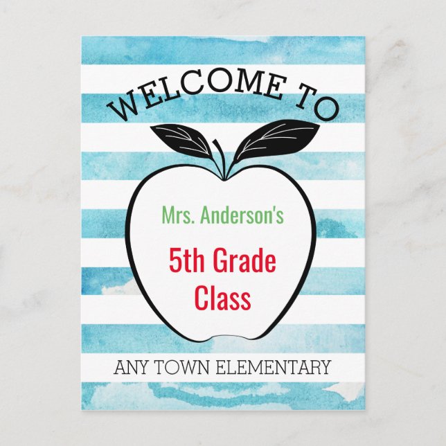 Willkommen zurück in der Schule, bei Apple & Water Postkarte (Vorderseite)