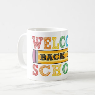 Willkommen zurück in der Schule – Bleistift-Illust Kaffeetasse