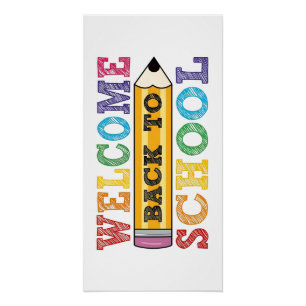 Willkommen zurück in der Schule – Bleistift-Illust Poster